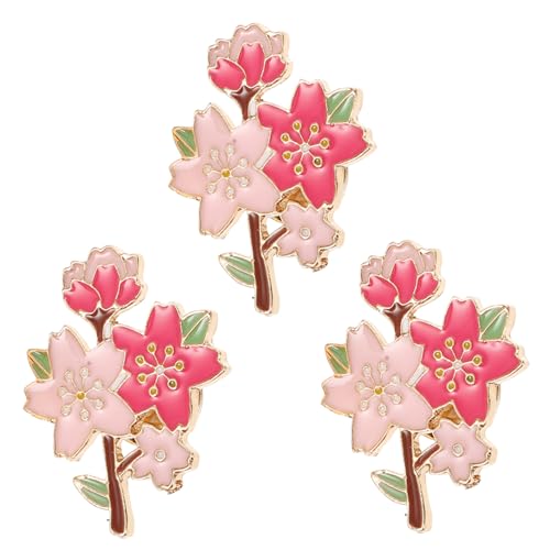 FOYTOKI 3 Stück Kirschblüten Broschen aus Metall Niedliche Emaille Anstecknadeln mit Zartem Blumenmotiv Vielseitige Schmuckpins für Kleidung Taschen und Hüte Wiederverwendbare Damen von FOYTOKI