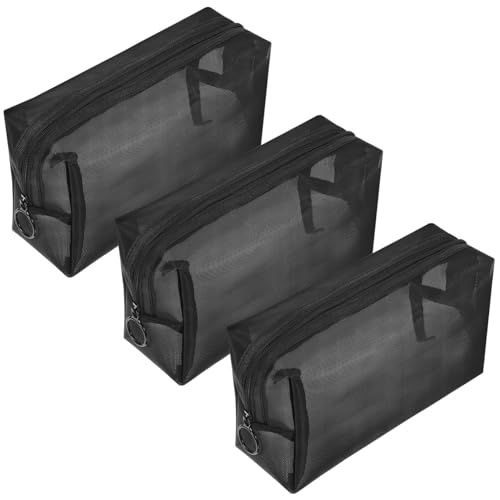FOYTOKI 3stücke Teiliges Netz-Make-up-täschchen Atmungsaktive Kosmetiktasche Für Reisen Flexible Organizer Für Toilettenartikel Und Kosmetik Für Handgepäck Und Sporttaschen von FOYTOKI