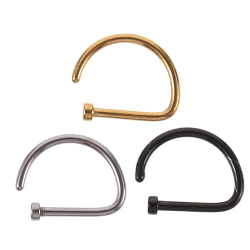 FOYTOKI 3 Stück Nasenringe D Förmig Offene Nasenhoops Damen Nasenschmuck Piercing Komfortabel Leicht Tragbar Körperpiercing Ringe von FOYTOKI