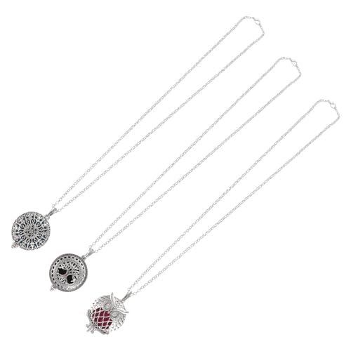 FOYTOKI 3 Stück Teiliges Aromatherapie Halsketten Edelstahl Diffusor Anhänger Modisch Langlebig für Ätherische Öle Duftträger Geeignet als Eleganter Schmuck für Damen und Herren von FOYTOKI