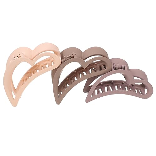 FOYTOKI 3 Stück Teiliges Haarklammer Herzform Große Matte Haarklammern für Dickes Haar Vielseitiger Haarschmuck für Damen Geeignet für Hochzeit Party Alltag Farben Rosé Khaki Rosa von FOYTOKI