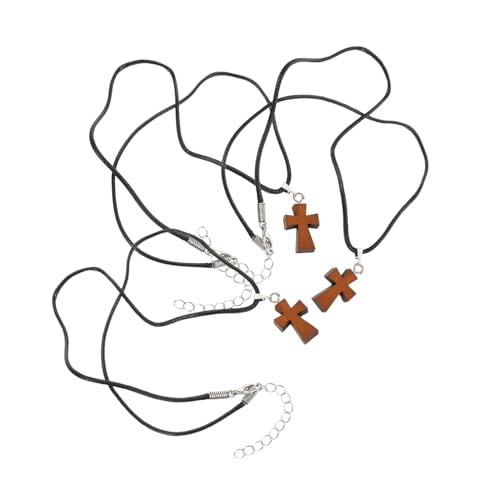 FOYTOKI 3 Stück Teiliges Holz Kreuz Anhänger mit Verstellbarem Kordelband Natürlicher Diy Schmuck für Männer und Frauen Rustikaler Mini Kreuzanhänger für Gestaltung und Retro Look von FOYTOKI