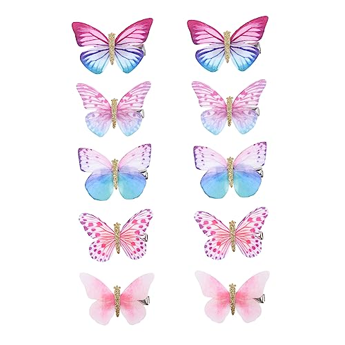 FOYTOKI 3D Schmetterlings Haarspangen für Mädchen 10 Stück Cosplay Party Accessoire Leicht Elegant für Besondere Anlässe von FOYTOKI