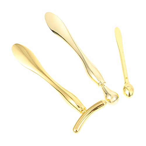 FOYTOKI 3 Stück Augencreme Applikator Metall Cremespatel Für Gesichtspflege Langlebig Ergonomisch Für Zuhause Und Salon Goldfarben Mit Tropfenlöffel Und T-löffel Für Müde Augen Und von FOYTOKI