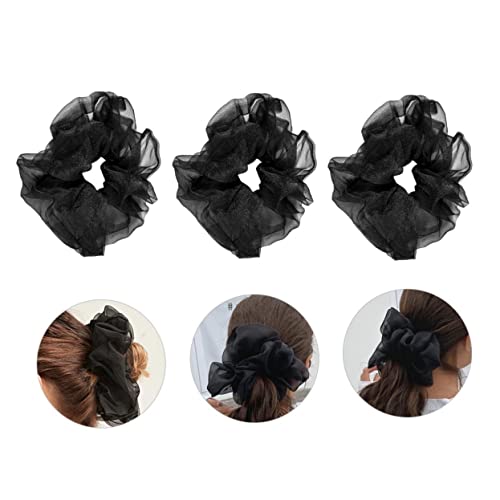 FOYTOKI 3stücke Retro Haargummis Elastische Mesh-haarringe Für Sport Und Alltag Elegantem Schwarz Als Haarschmuck Für Und Mädchen von FOYTOKI