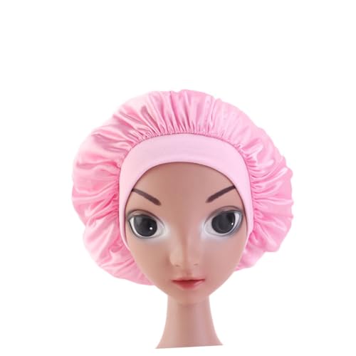 FOYTOKI 3stücke Schlafmütze Für Junge Mädchen Mit Breiter Krempe Satin-haube Weich Und Atmungsaktiv in Weiß Rosa Und Weinrot von FOYTOKI