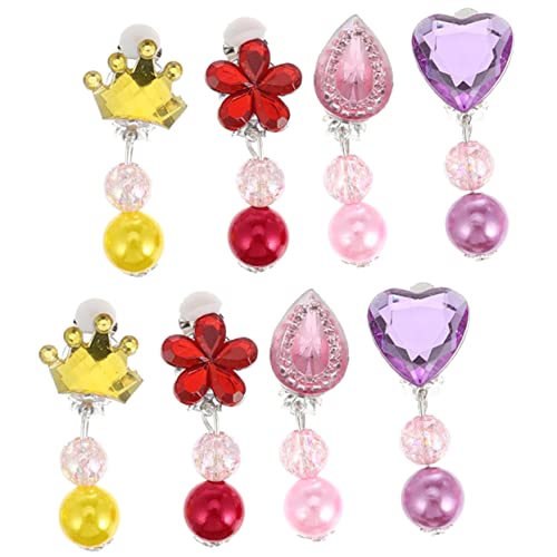 FOYTOKI 4 Paare Clip Ohrringe für Mädchen Farbige Tropfenohrringe Schmuck für Feste und Partys Hautfreundliches Material Einfache Anwendung von FOYTOKI