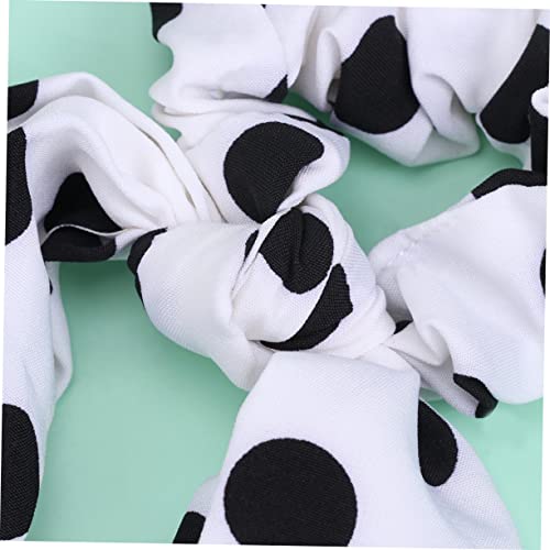 FOYTOKI 4 Stück Elastische Scrunchies mit Gepunktetem Langer Schleife Vielseitiger Haargummi für Damen Bequemer Pferdeschwanz Halter Modisches Haarschmuck Accessoire Zufällige Farbe von FOYTOKI