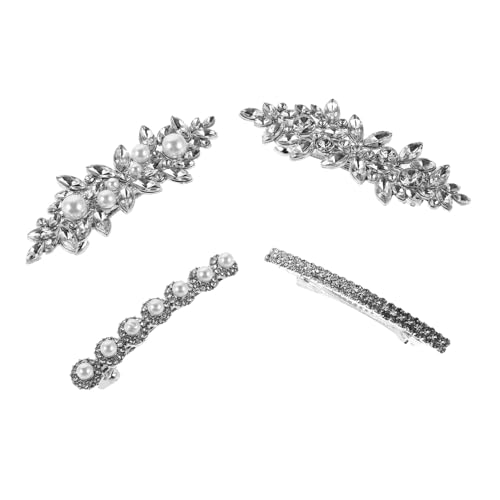 FOYTOKI 4 Stück Elegante Strass Haarspangen mit Perlen Funkelnde Hochzeits Haarklammern Stabile Fransenklammern mit Federclip für Damen Leichter Schmuck für Braut und Festliche Anlässe von FOYTOKI