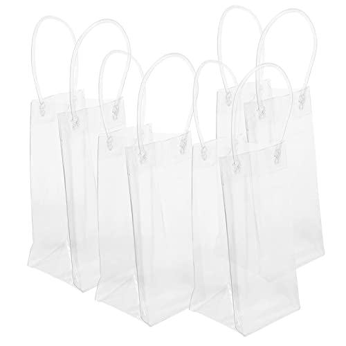 FOYTOKI 4 Stück Handgefertigte Klarsichttaschen Vielseitige Tragetaschen für Weinflaschen Transparentes Design für Partys und Robustes PVC Material und Reißfest von FOYTOKI