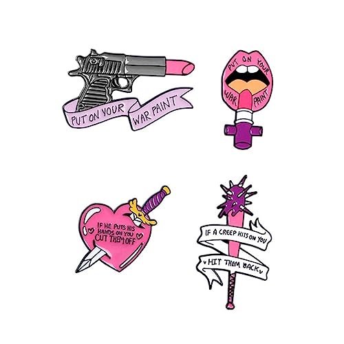 FOYTOKI 4 Stück Kreative Teilig Damen Broschen Lippenstift Design Anstecknadeln Langlebig Feministische Kleidung Accessoire für Blusen Kleider Geschenkidee von FOYTOKI