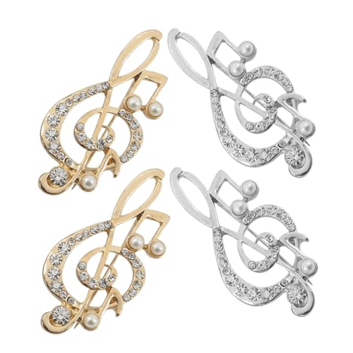 FOYTOKI 4 Stück Musikalische Noten Broschen Teilig mit Funkelnden Strasssteinen Modische Anstecknadeln für Kleidung Schals Jacken Vielseitiger Schmuck für Konzert und Musikliebhaber von FOYTOKI