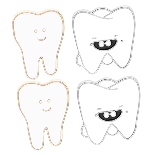 FOYTOKI 4 Stück Teiliges Broschen Zahnmotiv Lustige Anstecknadeln für Kleidung Rucksack Mütze Modische Pins für Jungen Mädchen Frauen von FOYTOKI