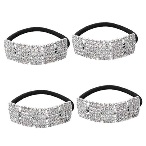 FOYTOKI 4 Stück Teiliges Haargummi Strass Haargummis Elastisch Abdrückfrei Dehnbare Haarbänder mit Funkelnden Kristallen Modische Haaraccessoires für Damen und Mädchen Vielseitig als von FOYTOKI