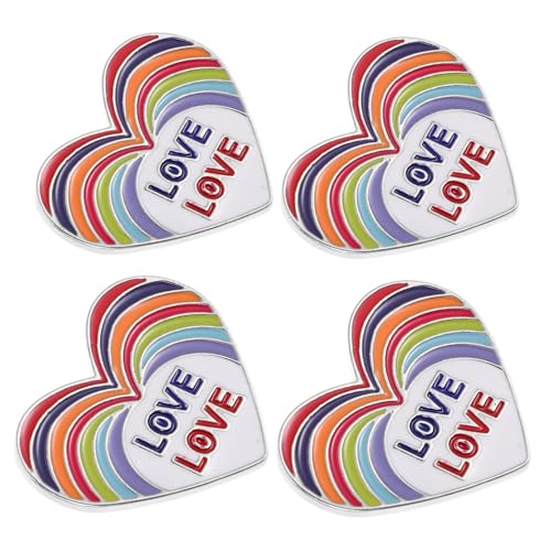 FOYTOKI 4 Stück Teiliges Pride Herz Emaille Broschen Leichter Regenbogen Anstecker aus Langlebiger Legierung Symbolisch für Liebe und Inklusion Vielseitig für Jacken Kleider und Rucksäcke von FOYTOKI