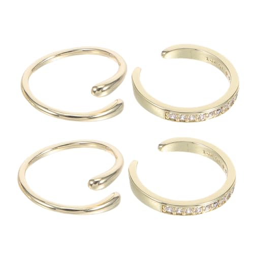 FOYTOKI 4 Stück Verstellbare Zehenringe für Frauen Leichtes Fußschmuck-set mit Glatter Kante und Strahlenden Strasssteinen Atmungsaktiv für Sommer Strand und Barfußtragen von FOYTOKI