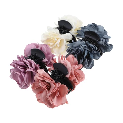 FOYTOKI 4Stücke Haarklammern für Damen Robuste Haarspangen mit Rosendekor Vielseitige Haarklammern Verschiedenen Farben für Haarstyling von FOYTOKI