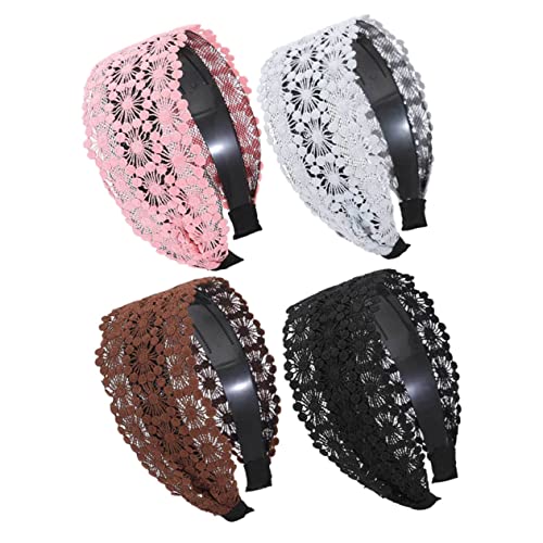 FOYTOKI 4stücke Breites Stirnband Aus Spitze Für Frauen Mädchen Als Dekorativer Kopfschmuck Für Party Hochzeit Alltag Haarschmuck von FOYTOKI