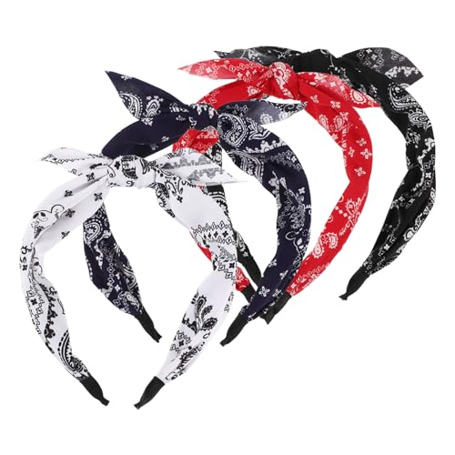 FOYTOKI 4stücke Haarband Stirnband Für Damen Und Mädchen Retro Stil Knotenstoff Komfortabel Passt Für Kopfgrößen Modisch Und Dekorativ von FOYTOKI