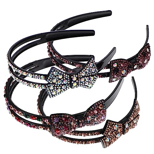 FOYTOKI 4stücke Rhinestone Haarbänder Mit Schleifen Für Damen Elegante Und Dekorative Stirnbänder Rutschfeste Haarschmuck-accessoires Verschiedenen Farben Für Jeden Anlass von FOYTOKI