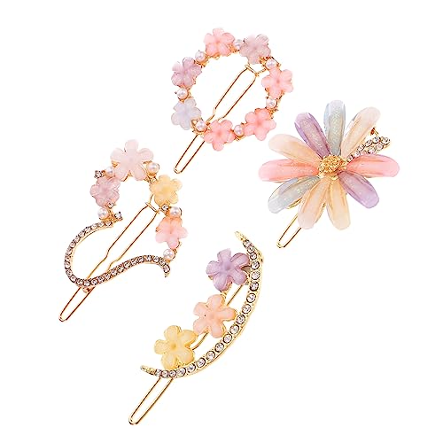 FOYTOKI 4stücke Blumen Haarnadeln Kristall Metall Haarspangen Dekorative Blume Haar Clips Haarschmuck Für Damen Frisuren Ordnung Und Dekoration von FOYTOKI