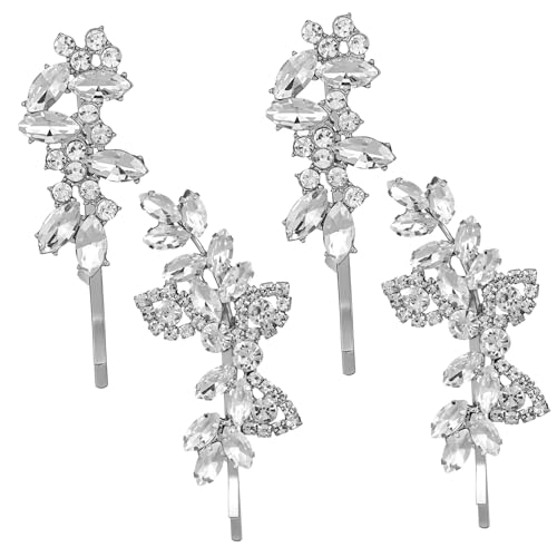 FOYTOKI 4stücke Strass Haarspangen Für Brautjungfern Seitliche Haarspangen Mit Strasssteinen Haarschmuck Für Hochzeiten Dekorative Haarnadeln Für Damen von FOYTOKI