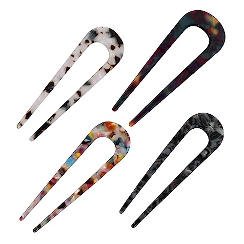 FOYTOKI 4stücke U-förmige Haarnadeln Mit Vintage-muster Retro-haarspangen Aus Acetat Schlichter Damen-kopfschmuck Für Partys Festivals Und Alltag von FOYTOKI