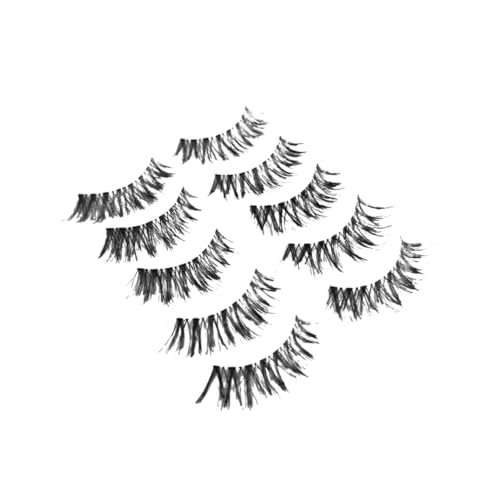 FOYTOKI 5 Paare Natürliche Dichte Cross Fake Eyelashes mit Transparentem Stiel Verlängerte Leichte Wimpernverlängerung für Frauen und Mädchen Komfortabel und Einfach zu Tragen von FOYTOKI