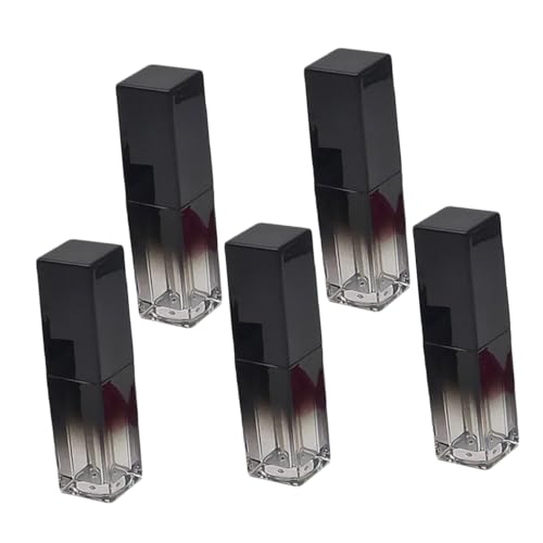 FOYTOKI 5 Stück Teiliges Quadratische Lip Gloss Tuben UV Schwarz Farbverlauf Langlebige Leichte Kunststoffbehälter für DIY Lipgloss Tragbar Bruchsicher für Reisen und Aufbewahrung von FOYTOKI