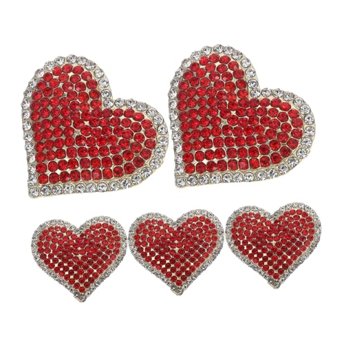 FOYTOKI 5 Stück Teiliges Roter Herz Strass Broschen Anstecknadeln Legierung Schmuck Accessoires für Damen Vielseitig Verwendbar an Mantel Schal Hochzeit und Party von FOYTOKI