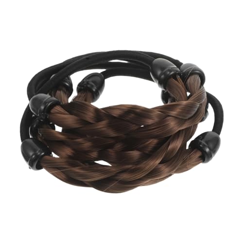 FOYTOKI 5 Stücke Synthetische Perücken Haargummis Zopfhaar Elastisches Seil Pferdeschwanzhalter Perücken Imitation Kopfseile Für Frauen Mädchen Tänzer Studenten Zubehör von FOYTOKI