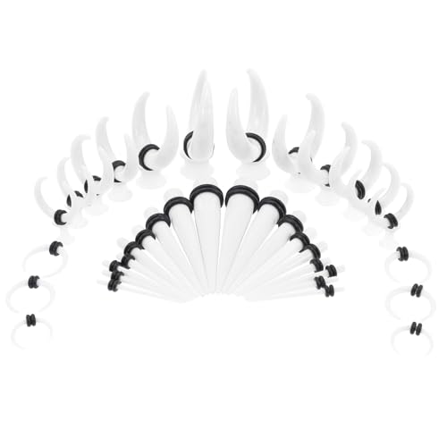 FOYTOKI 50 Stück Teiliges Ohrloch dehnungsset aus Robustem Acryl mit Horn design Sichere Ohrgauges für Damen und Herren Modische Langlebige Ohrringe für Partys und Alltag Hautfreundlich von FOYTOKI