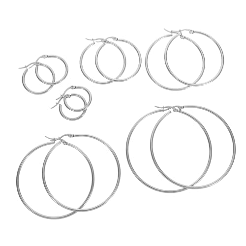 FOYTOKI 6 Paare Große Creolen Ohrstecker für Damen Auffällige Statement Ohrringe mit Sicherem Verschluss Moderner Punkstil für Musikveranstaltungen und Alltagsschick von FOYTOKI