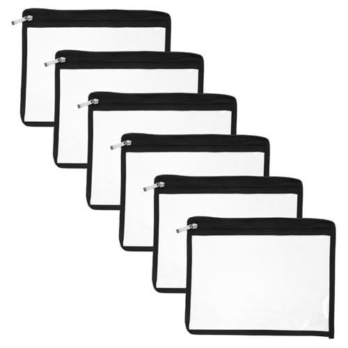 FOYTOKI 6 Stück Aufbewahrungstasche Mit Reißverschluss Transparente Reißverschlusstasche Durchsichtige Schlüsselanhängertasche Federmäppchen Klar Bleistiftbeutel Süß Netzbeutel Black von FOYTOKI