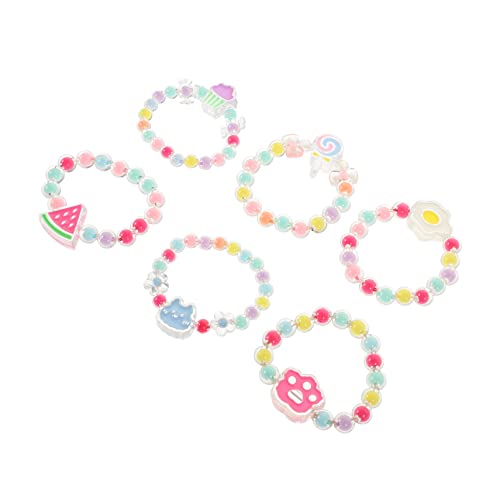 FOYTOKI 6 Stück Elastische Perlenarmbänder für Mädchen Buntes Schmuck für Kinder Armbänder für Kinderpartys Bequeme und Hautfreundliche Handgelenk Ketten als Kindergeschenk von FOYTOKI