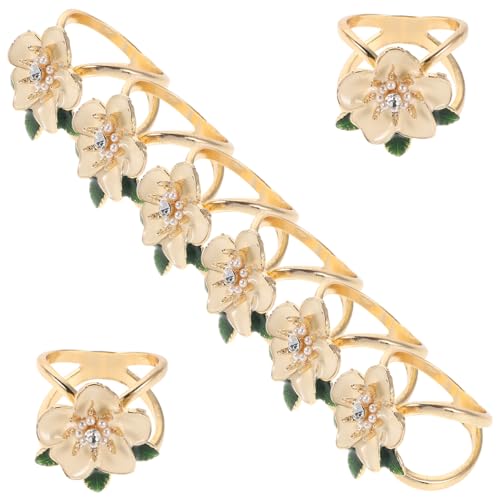 FOYTOKI 8 Stück Teiliges Damen Schalringe mit Realistischer Gardenienblüte Rutschfester Schalclip aus Langlebiger Legierung Vielseitiger Modeschmuck für Schals Tücher Taschen und Alltag von FOYTOKI