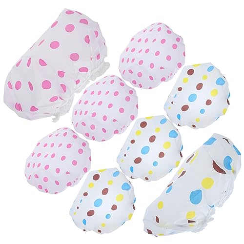 FOYTOKI 8 Stück Teiliges Duschhaube für Damen Wasserdichte Wiederverwendbare Badekappen mit Elastischem Band für Langen Lockigen und Geflochtenen Haarstil Farbige zum Schutz Haare Beim von FOYTOKI