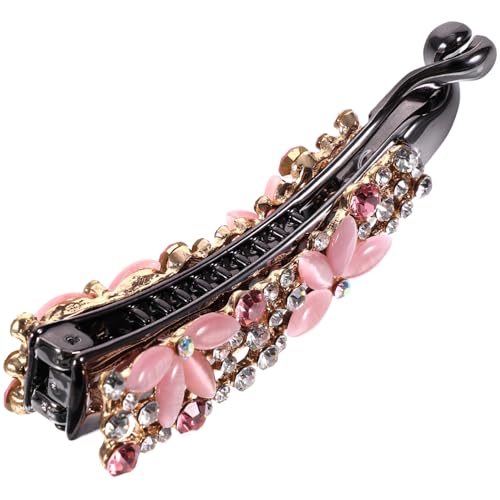 FOYTOKI Bananen Haarclip mit Strassbesatz Dünner Pferdeschwanzhalter für Frauen Leichter Haarschmuck Rutschfest Kleines Design Robust und Langlebig Geeignet für Dünnes und Zartes Haar von FOYTOKI