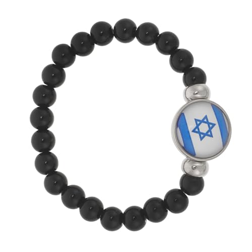 FOYTOKI Beaded Armband Israel Flagge Damen und Herren Komfortables Schwarz Poliertes Perlenarmband Modisches Schmuckstück mit Patriotischem Design Vielseitig Tragbar für Alltag und Events von FOYTOKI