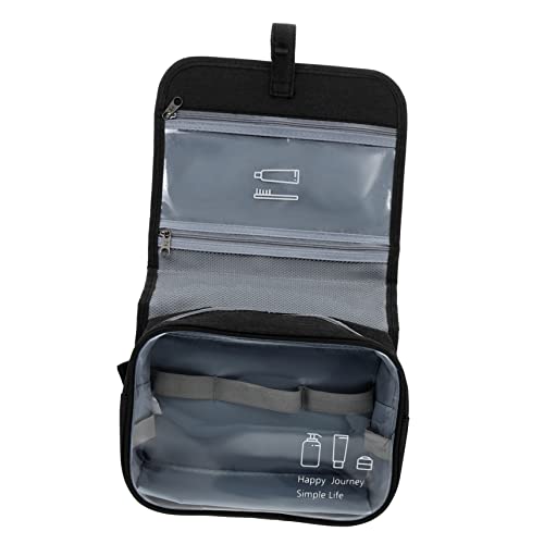 FOYTOKI Bequeme Reisekosmetiktasche Faltbare Waschbeutel mit Zipper Kompakte Make Up für Damen für Reisen aus Langlebigem PVC in Schwarz Einfach zu Reinigen von FOYTOKI