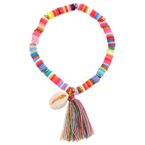 FOYTOKI Boho Armband Damen Ethno Stil Polymer Clay Schmuck Muschel Kette Fransen Verstellbar Leicht Trendiges Hippie Accessoire von FOYTOKI
