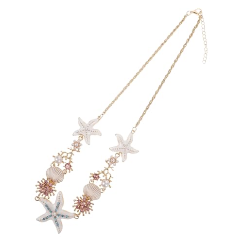 FOYTOKI Boho Stil Kleine Schmuck Halskette mit Meeresstern und Muschel Anhänger Leichte Legierung Sommerliche Urlaubs Kette für Strandkleider und Beach Outfits von FOYTOKI