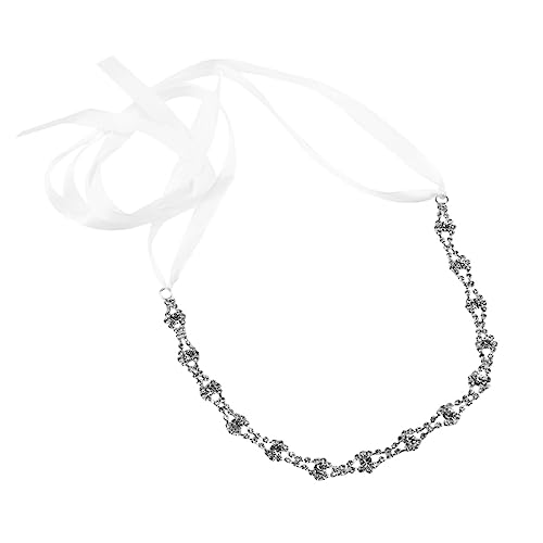 FOYTOKI Braut Haarschmuck Damen Flexibles Funkelndes Stirnband Im Rhombus Stil Mit Strasssteinen Elegantes Kopfschmuck Für Hochzeiten Und Festlichkeiten Silberfarben von FOYTOKI