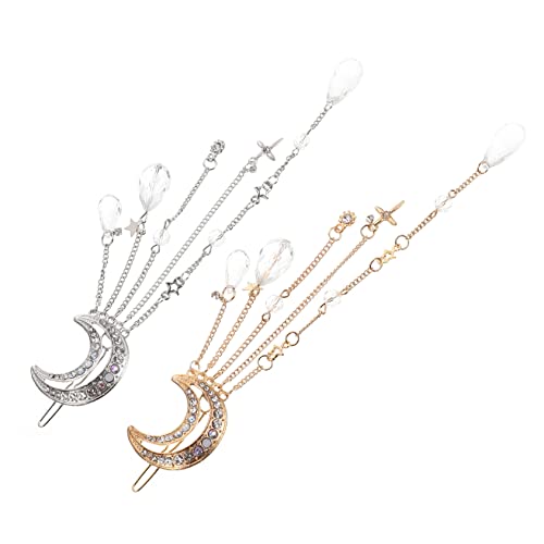 FOYTOKI 2stücke Mond Haarspange Mit Hängendem Strass Haarnadeln Und Quastenkette Haaraccessoires Für Mädchen Und Frauen Für Verschiedene Anlässe von FOYTOKI