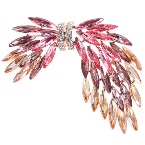 FOYTOKI Brosche Cardigan Kragen Clip Pin Für Kleidung Schal Clip Brosche Pin Strass Brosche Knöpfe Brosche Für Frauen Kleidung Jacke Brosche Lady Pin Brosche Strass Rosy von FOYTOKI