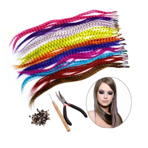 FOYTOKI Bunte Haarverlängerungen Set aus Hitzebeständigen Fasern Teilige Lange Extensions mit Häkelnadel und Ringen Wiederverwendbar Leicht zu Stylen für Frauen und Mädchen Geeignet von FOYTOKI
