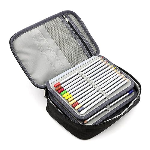 FOYTOKI Buntstiftbeutel Fächer Reißverschluss Bleistifttasche für Multifunktionale Federtasche in Schwarz Großes Platzangebot für Stifte und Zubehör von FOYTOKI