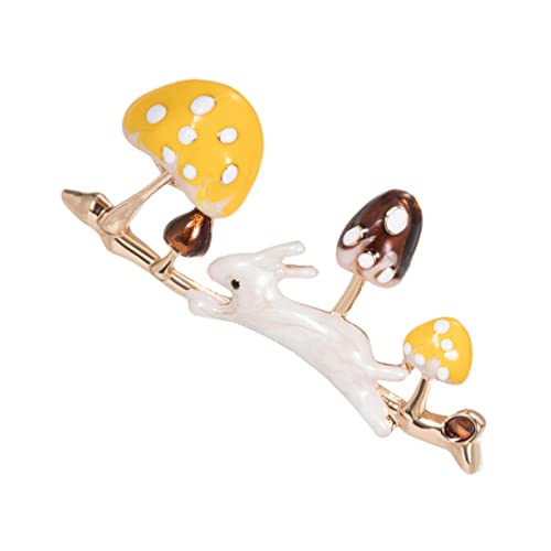 FOYTOKI Damen Brosche Kaninchen Pilz Design Politur Sicherer Halt Modisches Kleidungsaccessoire für Cardigans Pullover Kleider Eleganter Schmuckpin für Damen von FOYTOKI