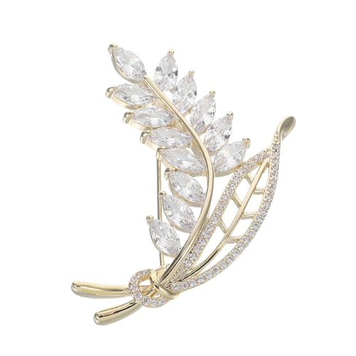 FOYTOKI Damen Brosche Weizenähre mit Funkelnden Zirkonia Blättern Modisches Metall Anstecknadel Accessoire für Kleider Anzüge und Festliche Anlässe Wie Hochzeiten und Bankette von FOYTOKI