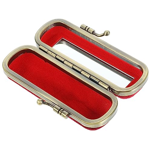 FOYTOKI Dekorative Lippenstiftbox mit Spiegel Langlebiger Tragbarer Lippenbalsam Organizer Weinrot für Kosmetik und Vintage von FOYTOKI